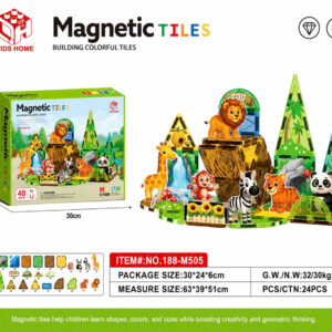 Xếp Hình Nam Châm Cầu Vồng Magnetic Tiles Xuất Âu - chủ đề động vật 40pcs 188-M505